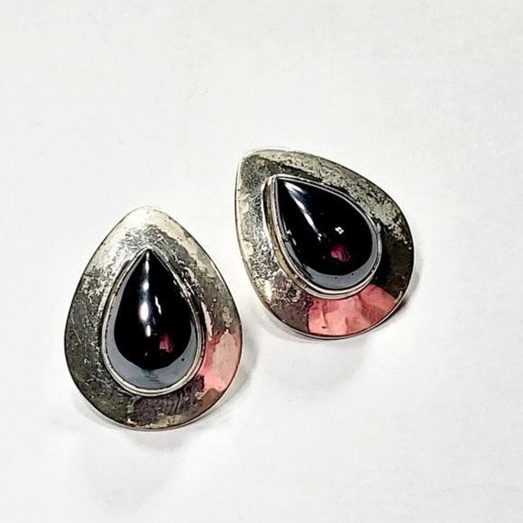 Vtg Zuni Sensa Eustace Sterling Hematite Earrings - Picture 5 of 8